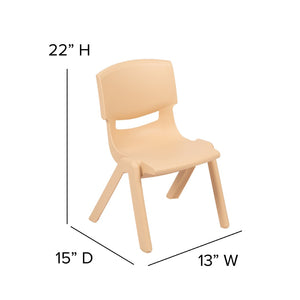 English Elm Whitney 4 Pack Stackable Plastic School Chairs for Kids – Durable, Lightweight, Easy to Clean Seating Natural 4-YU-YCX4-001-NAT-GG