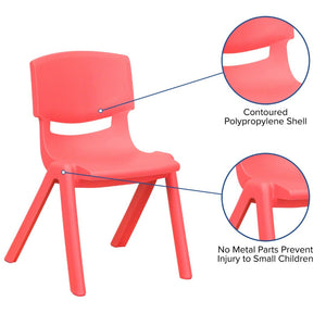 English Elm Whitney 4 Pack Stackable Plastic School Chairs for Kids – Durable, Lightweight, Easy to Clean Seating Red 4-YU-YCX4-001-RED-GG