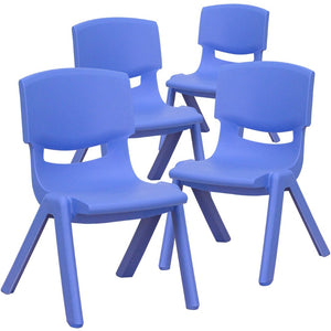 English Elm Whitney Stackable School Chair Set of 4 - Safe, Durable, Lightweight Seating for Little Learners Blue 4-YU-YCX4-003-BLUE-GG