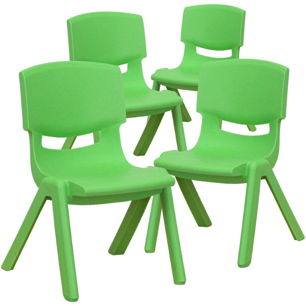 English Elm Whitney Stackable School Chair Set of 4 - Safe, Durable, Lightweight Seating for Little Learners Green 4-YU-YCX4-003-GREEN-GG