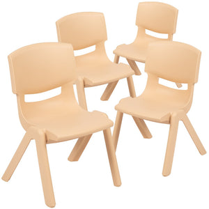 English Elm Whitney Stackable School Chair Set of 4 - Safe, Durable, Lightweight Seating for Little Learners Natural 4-YU-YCX4-003-NAT-GG
