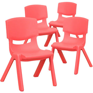 English Elm Whitney Stackable School Chair Set of 4 - Safe, Durable, Lightweight Seating for Little Learners Red 4-YU-YCX4-003-RED-GG