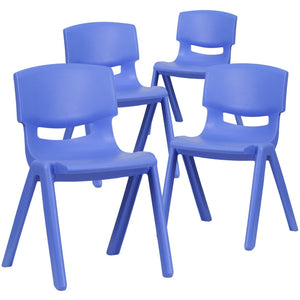 English Elm Whitney 4 Pack Stackable Plastic Chairs for Classrooms - Comfortable, Durable, and Easy to Clean Blue 4-YU-YCX4-004-BLUE-GG