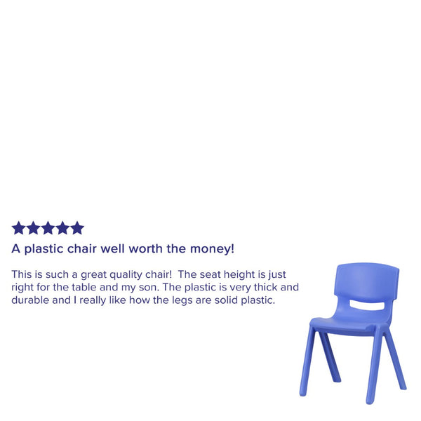 English Elm Whitney 4 Pack Stackable Plastic Chairs for Classrooms - Comfortable, Durable, and Easy to Clean Blue 4-YU-YCX4-004-BLUE-GG