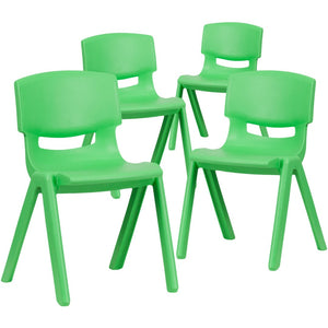 English Elm Whitney 4 Pack Stackable Plastic Chairs for Classrooms - Comfortable, Durable, and Easy to Clean Green 4-YU-YCX4-004-GREEN-GG