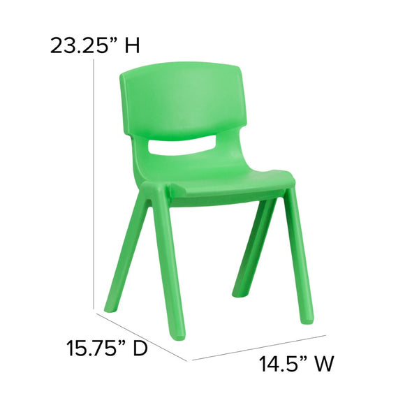 English Elm Whitney 4 Pack Stackable Plastic Chairs for Classrooms - Comfortable, Durable, and Easy to Clean Green 4-YU-YCX4-004-GREEN-GG