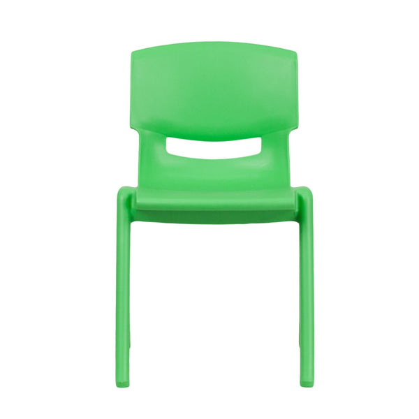 English Elm Whitney 4 Pack Stackable Plastic Chairs for Classrooms - Comfortable, Durable, and Easy to Clean Green 4-YU-YCX4-004-GREEN-GG