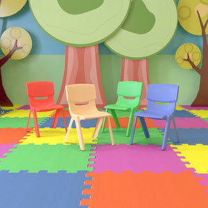 English Elm Whitney 4 Pack Stackable Plastic Chairs for Classrooms - Comfortable, Durable, and Easy to Clean Assorted 4-YU-YCX4-004-MULTI-GG