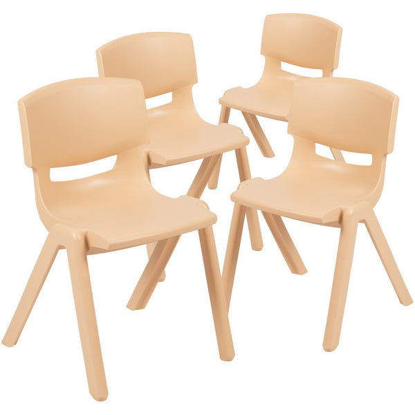 English Elm Whitney 4 Pack Stackable Plastic Chairs for Classrooms - Comfortable, Durable, and Easy to Clean Natural 4-YU-YCX4-004-NAT-GG