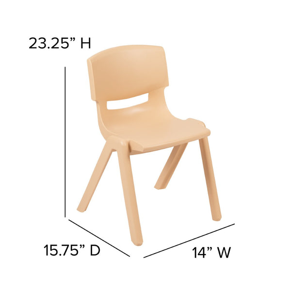 English Elm Whitney 4 Pack Stackable Plastic Chairs for Classrooms - Comfortable, Durable, and Easy to Clean Natural 4-YU-YCX4-004-NAT-GG