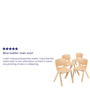 English Elm Whitney 4 Pack Stackable Plastic Chairs for Classrooms - Comfortable, Durable, and Easy to Clean Natural 4-YU-YCX4-004-NAT-GG
