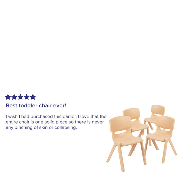 English Elm Whitney 4 Pack Stackable Plastic Chairs for Classrooms - Comfortable, Durable, and Easy to Clean Natural 4-YU-YCX4-004-NAT-GG