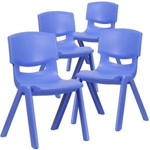 English Elm Whitney 4 Pack Stackable School Chairs for Kids - Durable, Lightweight, Safe Seating Solution for Classrooms Blue 4-YU-YCX4-005-BLUE-GG