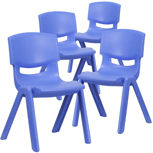 English Elm Whitney 4 Pack Stackable School Chairs for Kids - Durable, Lightweight, Safe Seating Solution for Classrooms Blue 4-YU-YCX4-005-BLUE-GG