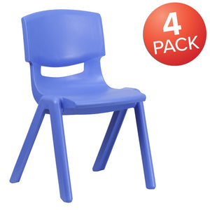 English Elm Whitney 4 Pack Stackable School Chairs for Kids - Durable, Lightweight, Safe Seating Solution for Classrooms Blue 4-YU-YCX4-005-BLUE-GG
