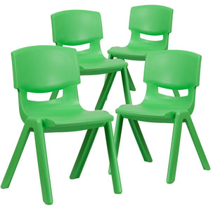 English Elm Whitney 4 Pack Stackable School Chairs for Kids - Durable, Lightweight, Safe Seating Solution for Classrooms Green 4-YU-YCX4-005-GREEN-GG