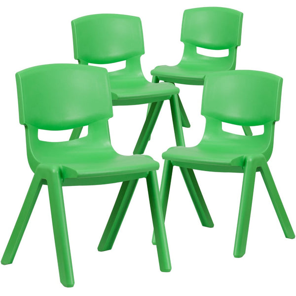 English Elm Whitney 4 Pack Stackable School Chairs for Kids - Durable, Lightweight, Safe Seating Solution for Classrooms Green 4-YU-YCX4-005-GREEN-GG
