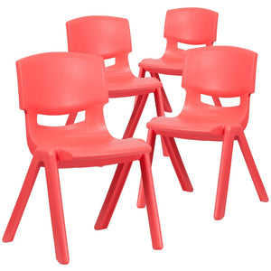 English Elm Whitney 4 Pack Stackable School Chairs for Kids - Durable, Lightweight, Safe Seating Solution for Classrooms Red 4-YU-YCX4-005-RED-GG