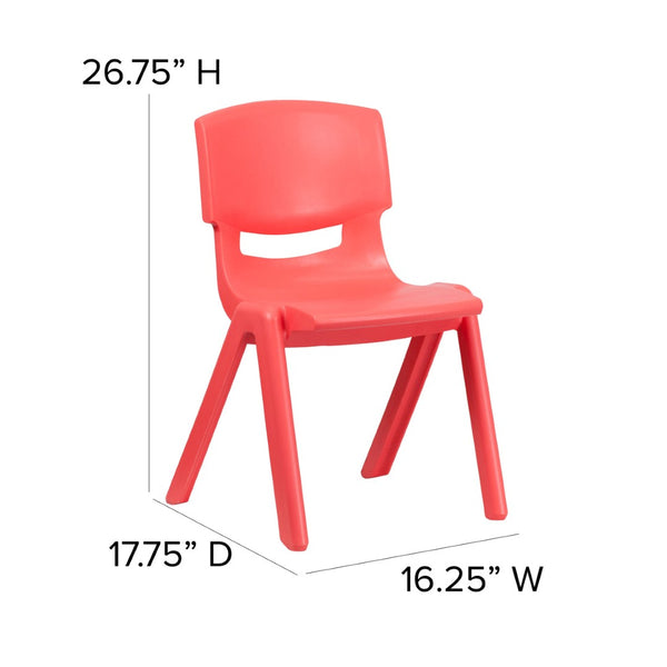 English Elm Whitney 4 Pack Stackable School Chairs for Kids - Durable, Lightweight, Safe Seating Solution for Classrooms Red 4-YU-YCX4-005-RED-GG