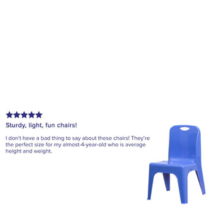 English Elm Whitney 4 Pack Plastic Stackable School Chairs for Kids - Safe, Lightweight, and Durable Seating Solution Blue 4-YU-YCX4-011-BLUE-GG