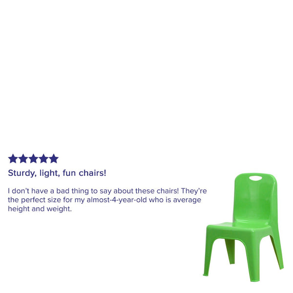 English Elm Whitney 4 Pack Plastic Stackable School Chairs for Kids - Safe, Lightweight, and Durable Seating Solution Green 4-YU-YCX4-011-GREEN-GG