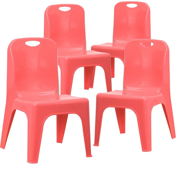English Elm Whitney 4 Pack Plastic Stackable School Chairs for Kids - Safe, Lightweight, and Durable Seating Solution Red 4-YU-YCX4-011-RED-GG