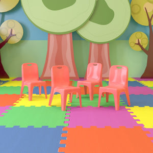 English Elm Whitney 4 Pack Plastic Stackable School Chairs for Kids - Safe, Lightweight, and Durable Seating Solution Red 4-YU-YCX4-011-RED-GG