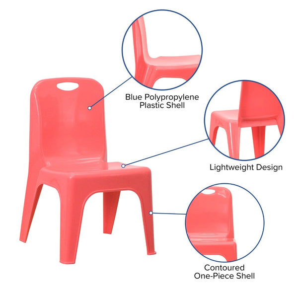 English Elm Whitney 4 Pack Plastic Stackable School Chairs for Kids - Safe, Lightweight, and Durable Seating Solution Red 4-YU-YCX4-011-RED-GG