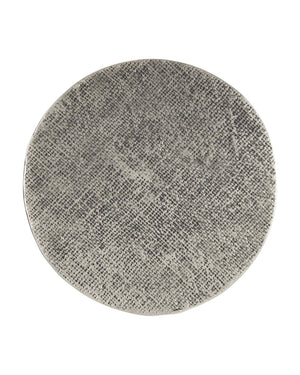 Currey & Company Kabeen Artisan Cast Aluminum Cylinder Side Table with Burlap Texture Antique Silver Finish 4000-0169