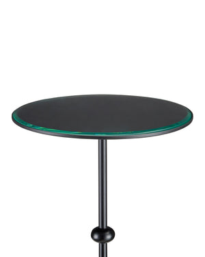Currey & Company Parna Polished Concrete and Wrought Iron Accent Table with Beveled Glass Top 4000-0185