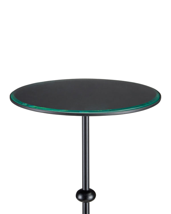 Currey & Company Parna Polished Concrete and Wrought Iron Accent Table with Beveled Glass Top 4000-0185