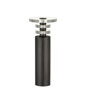 Currey & Company Shani Bronze Metal Pedestal Drinks Table with Optic Crystal Top for Modern Living 4000-0187