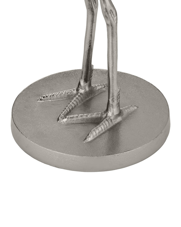 Currey & Company Crane Sculptural Cast Aluminum Accent Table with Glass Top for Glam Modern Interiors 4000-0195