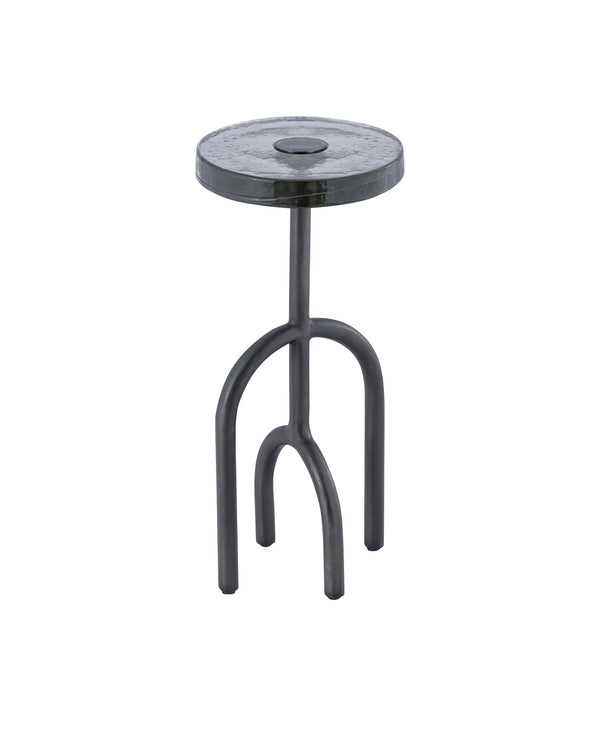 Currey & Company Grove Artisan Cast Glass Drinks Table with Sculptural Mangrove Root Aluminum Base 4000-0212