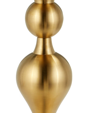 Currey & Company Maeve Brushed Brass Geometric Side Table with Inset Walnut Top for Modern Interiors 4000-0213
