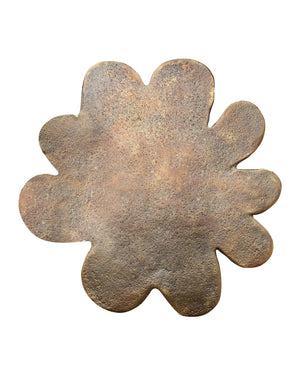 Currey & Company Schizzo Cast Aluminum Sculptural Accent Table with Organic Flower Top in Oxidized Brass 4000-0246