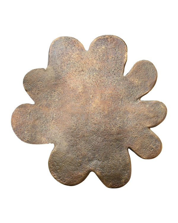 Currey & Company Schizzo Cast Aluminum Sculptural Accent Table with Organic Flower Top in Oxidized Brass 4000-0246