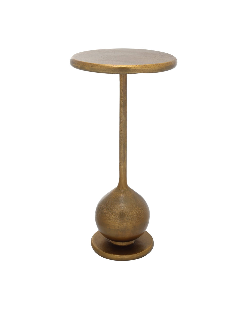 Currey & Company Carillon Cast Aluminum Accent Table Antique Brass Finish Americana Industrial Round Top 4000-0248