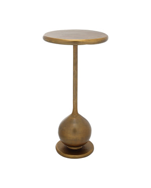 Currey & Company Carillon Cast Aluminum Accent Table Antique Brass Finish Americana Industrial Round Top 4000-0248