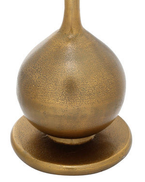 Currey & Company Carillon Cast Aluminum Accent Table Antique Brass Finish Americana Industrial Round Top 4000-0248