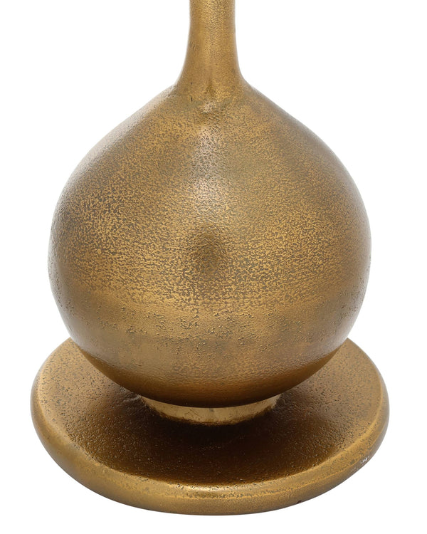 Currey & Company Carillon Cast Aluminum Accent Table Antique Brass Finish Americana Industrial Round Top 4000-0248