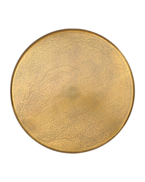 Currey & Company Carillon Cast Aluminum Accent Table Antique Brass Finish Americana Industrial Round Top 4000-0248