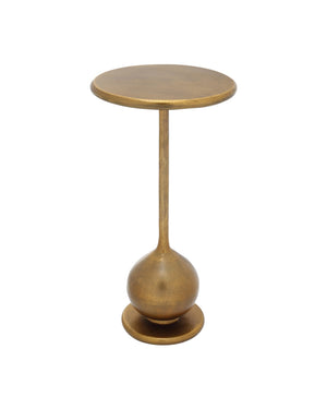 Currey & Company Carillon Cast Aluminum Accent Table Antique Brass Finish Americana Industrial Round Top 4000-0248