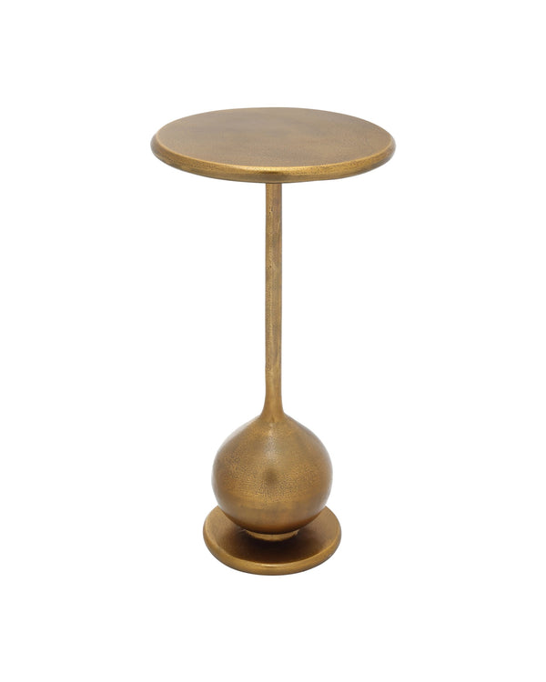 Currey & Company Carillon Cast Aluminum Accent Table Antique Brass Finish Americana Industrial Round Top 4000-0248