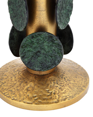 Currey & Company Nasturtium Cast Aluminum Side Table Antique Brass Patina Finish Sculptural Accent 4000-0249