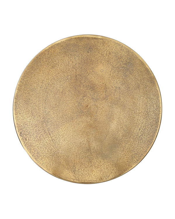 Currey & Company Nasturtium Cast Aluminum Side Table Antique Brass Patina Finish Sculptural Accent 4000-0249