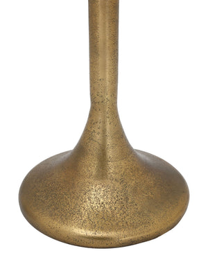 Currey & Company Wilderness Marble Top Drinks Table Antique Brass Cast Aluminum Sculptural Accent 4000-0250