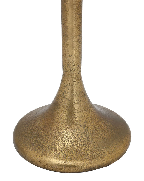 Currey & Company Wilderness Marble Top Drinks Table Antique Brass Cast Aluminum Sculptural Accent 4000-0250