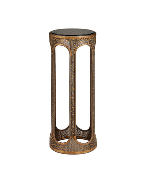 Currey & Company Capella Filigree Iron Accent Table Smoke Glass Top Coffee Bronze Artisan Finish 4000-0251