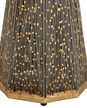 Currey & Company Castor Filigree Iron and Smoked Glass Round Side Table for Eclectic Living Spaces 4000-0252